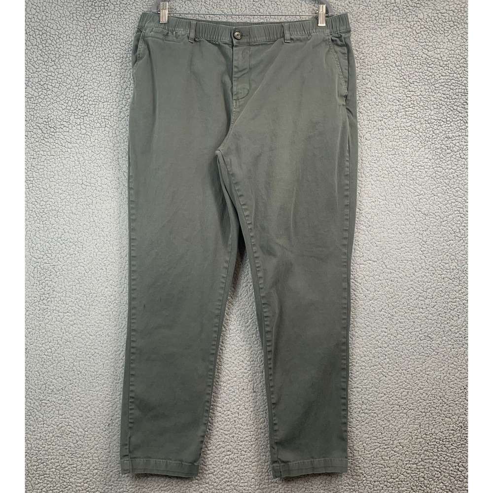 Cove Pants Mens Size 38 x 32 Olive Chino Pants Elastic Waist Stretch Cotton